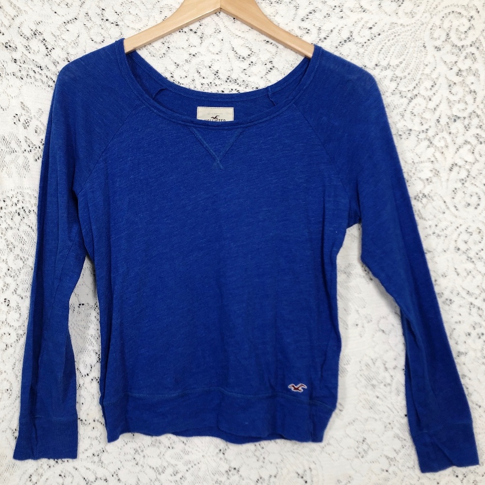 Hollister Long Sleeve Top, Scoop Neck, Blue, Size Small, Excellent Condition